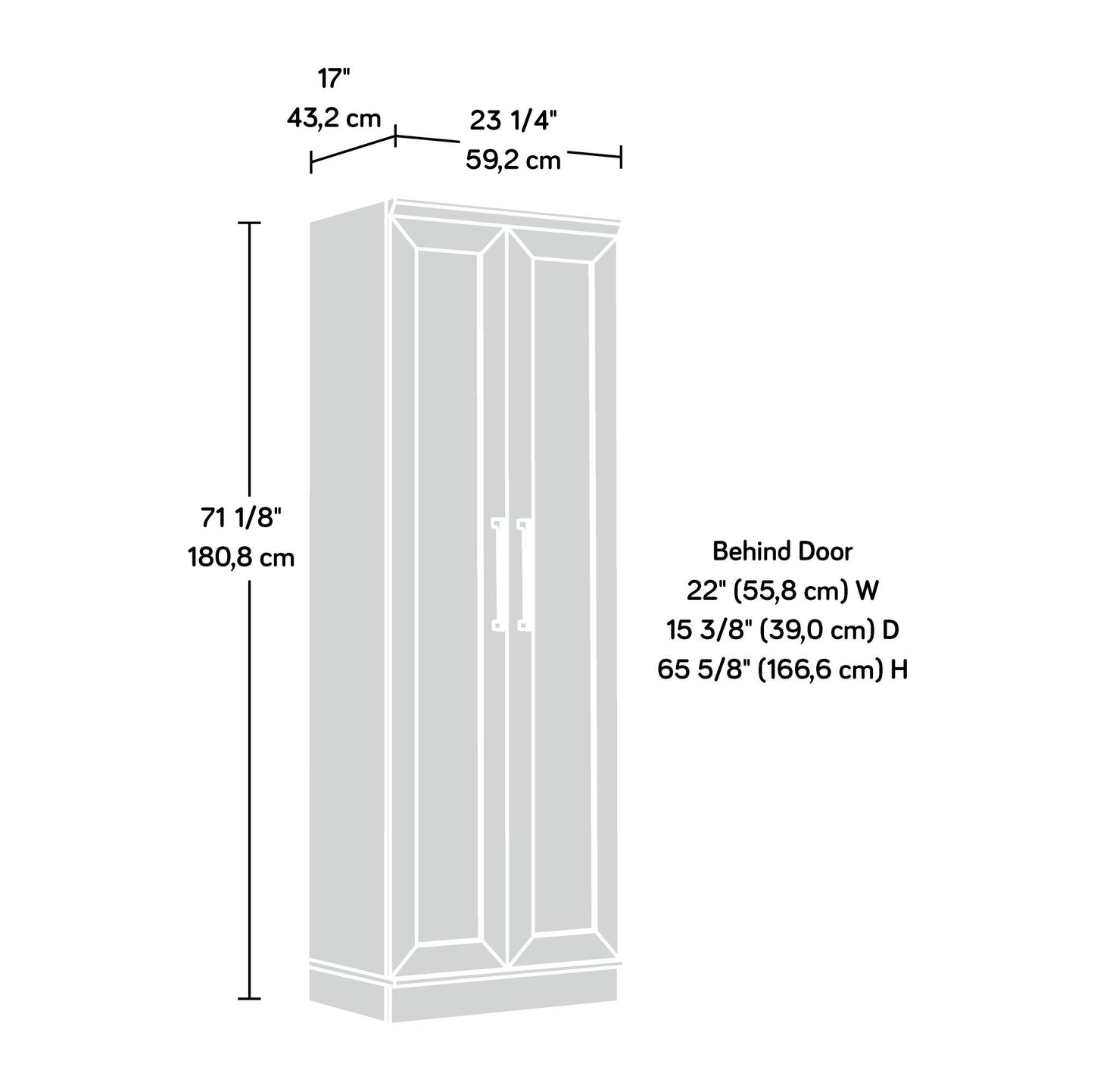 Sauder HomePlus Storage Pantry cabinets, L: 23.31" 17.01" W x H: 70.91", Salt Oak finish