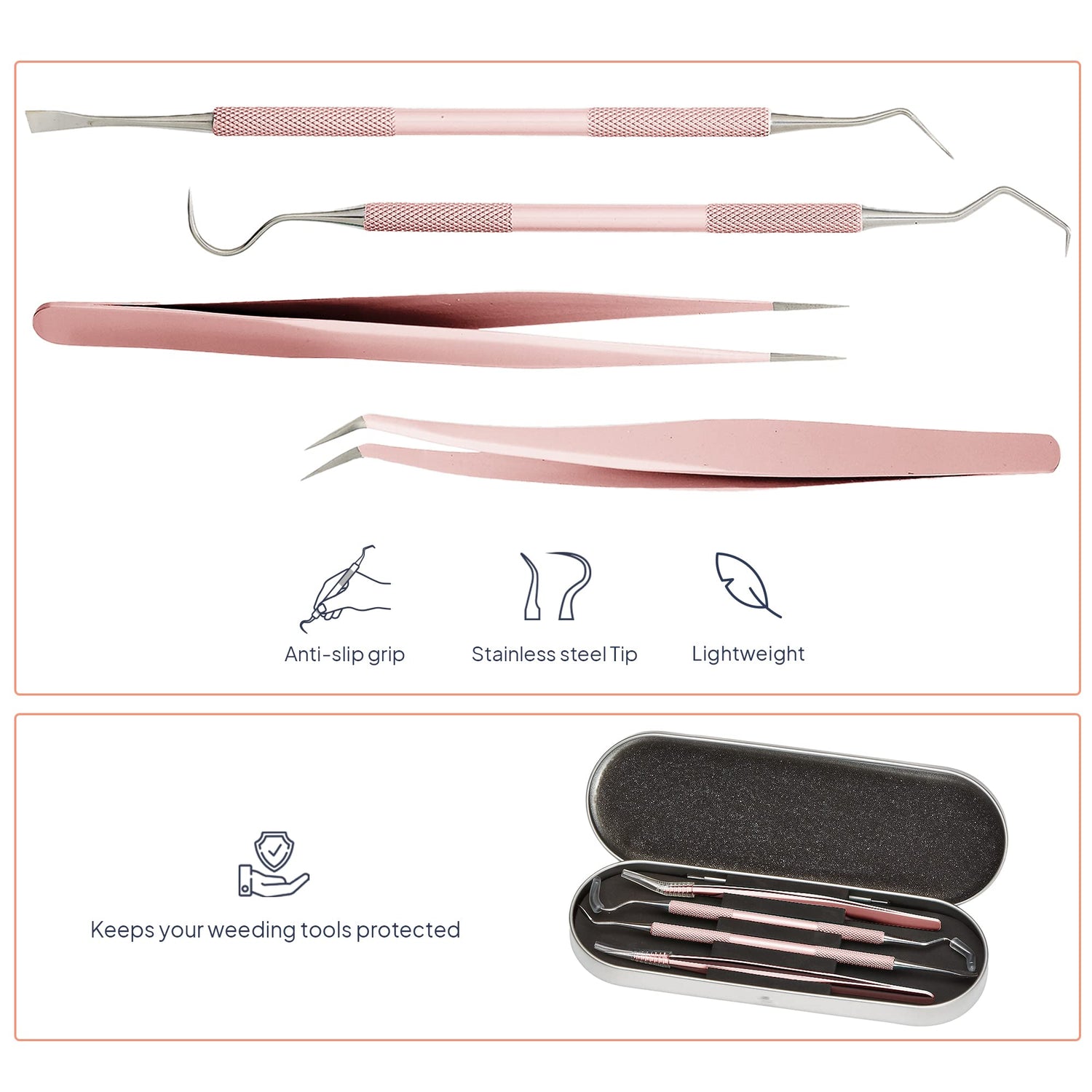 Premium Vinyl Weeding Tool Kit - Precision Stainless Steel Weeder - Hook and Pick with Fine Tweezers Crafting Set for Cricut Vinyl - by iVyne (Rose iVyne