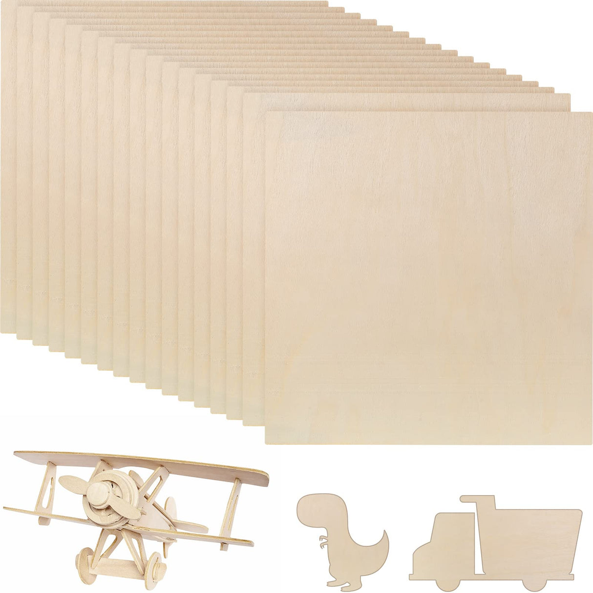 48 Pack Balsa Wood Sheet 12 x 12 x 1/16 Inch Basswood Sheets Engraving Wood Unfinished Thick Wood Boards for Crafts House Aircraft Ship Boat Youyole