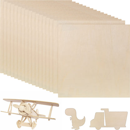 48 Pack Balsa Wood Sheet 12 x 12 x 1/16 Inch Basswood Sheets Engraving Wood Unfinished Thick Wood Boards for Crafts House Aircraft Ship Boat