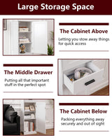 WEENFON Bathroom Storage Cabinet with 2 Doors & 1 Drawer, Tall Bathroom Cabinet with 6 Shelves, for Bathroom, Living Room, Kitchen, White WEENFON