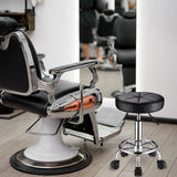 HMTOT Swivel Stool with Wheels Round Rolling Stools PU Leather Height Adjustable Black HMTOT