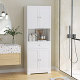 HIFIT Modern Tall Bathroom Storage Cabinet with 4 Doors, Shelves, and Drawer - 67" Freestanding Linen Cabinet in White HIFIT