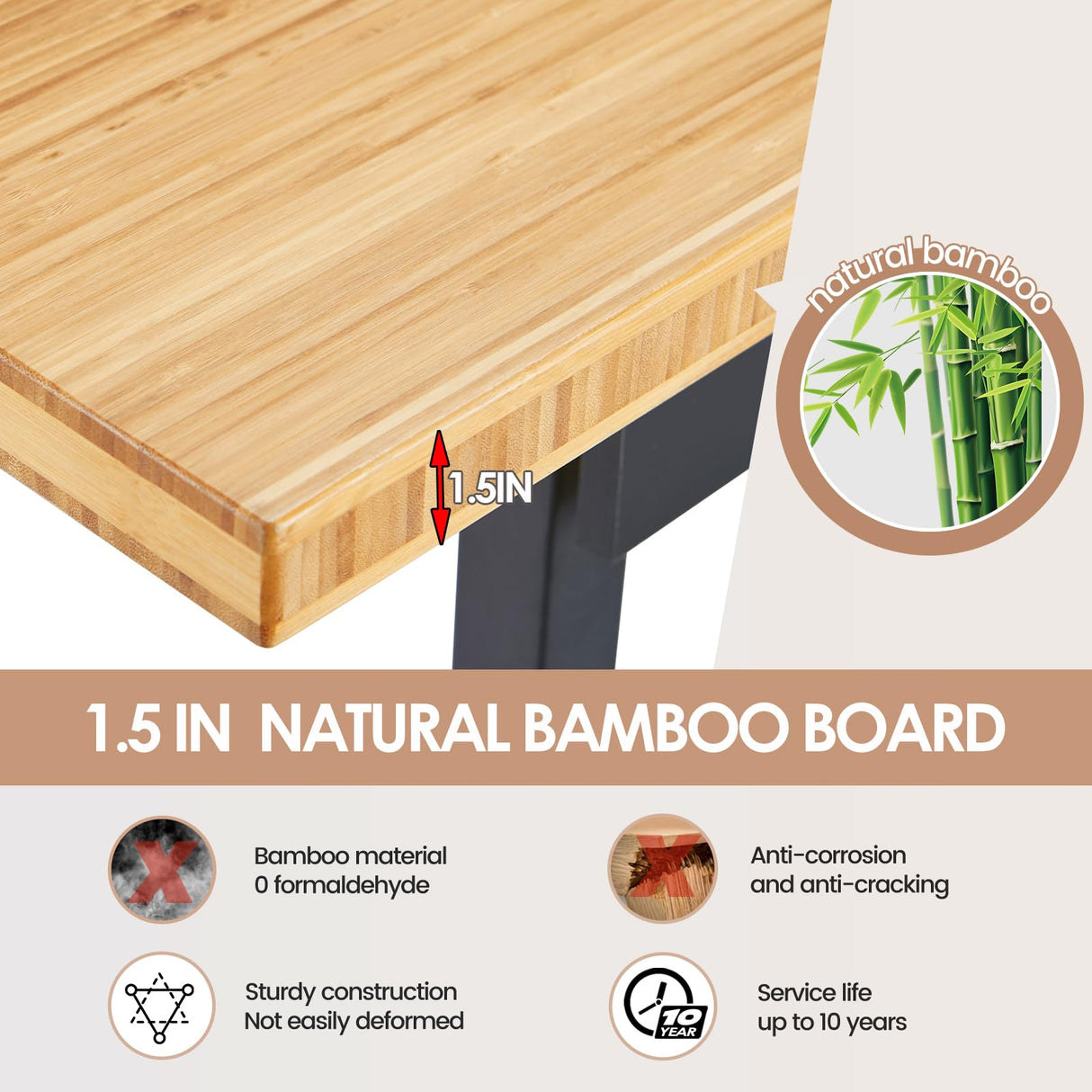 Work Bench, Adjustable Workbench with Drawer | Wheels | Power Outlet, 2700 LBS Load Capacity Heavy Duty Work Bench, Bamboo Wood Desktop Work Table HONRISE