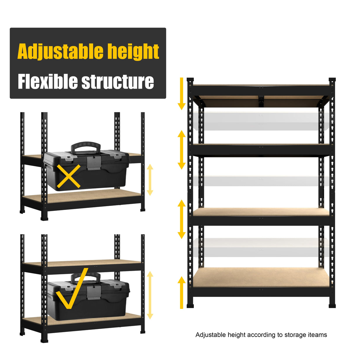 PrimeZone 4 Tier 36" W x 16" D x 55" H Storage Shelves - Adjustable Garage Storage Shelving, Heavy Duty Metal Storage Utility Rack Shelf Unit for PrimeZone