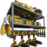 Spampur Power Tool Organizer with Charging Station, 4 Drill Holder Wall Mount, Garage Storage Rack for Handheld, Metal Tool Shelf Utility Rack for Spampur