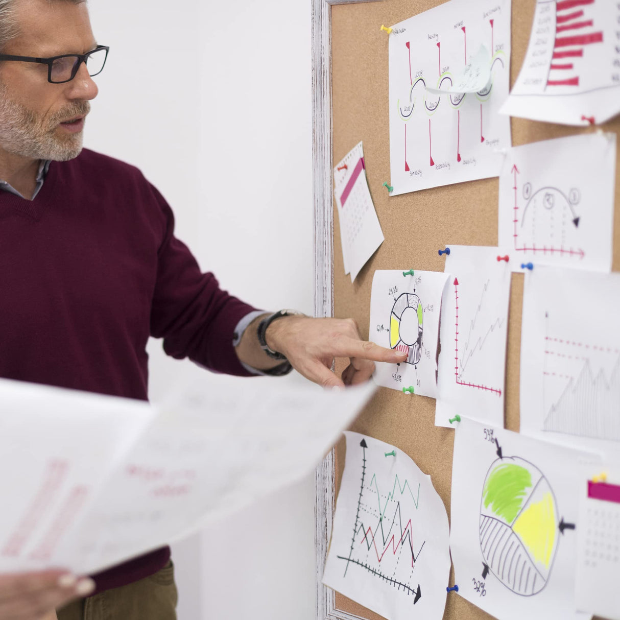 Board2by Cork Board Bulletin Board 24 x 18 Inches, White Wood Framed Corkboard, Office Board for Wall Decorative, Large Wall Mounted Notice Pin Board Board2by