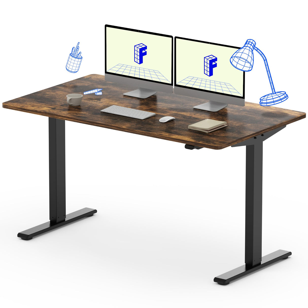 FLEXISPOT 55 x 28 Inches Electric Stand Up Desk Workstation, Whole-Piece Desk Board Home Office Computer Standing Table Height Adjustable Desk (Black FLEXISPOT