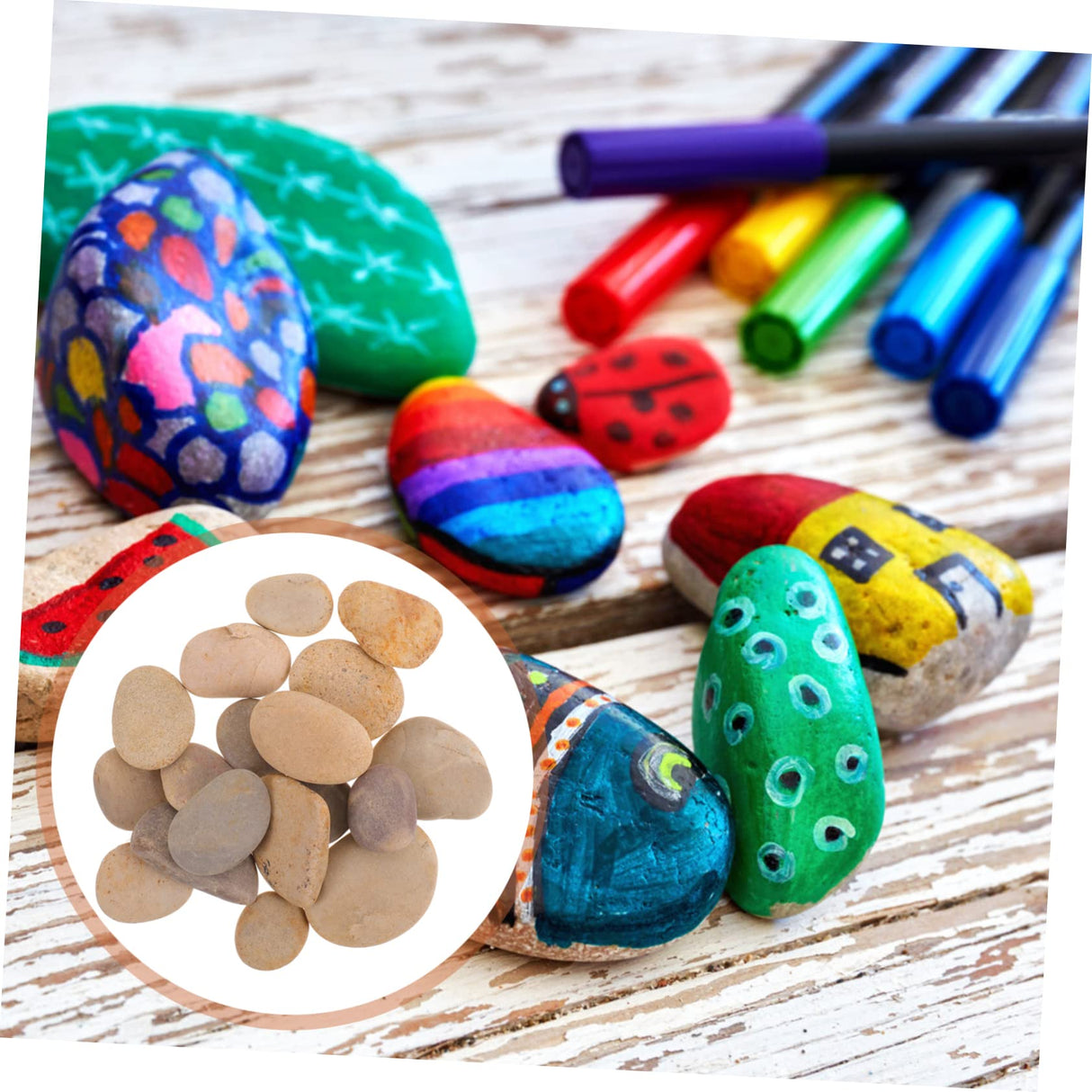 COHEALI 60 Pcs Painted Stone Flower Pot Pebbles Natural River Rocks Smooth Rocks Bundle River Stones Drawing Stones for DIY River Rocks for Painting COHEALI