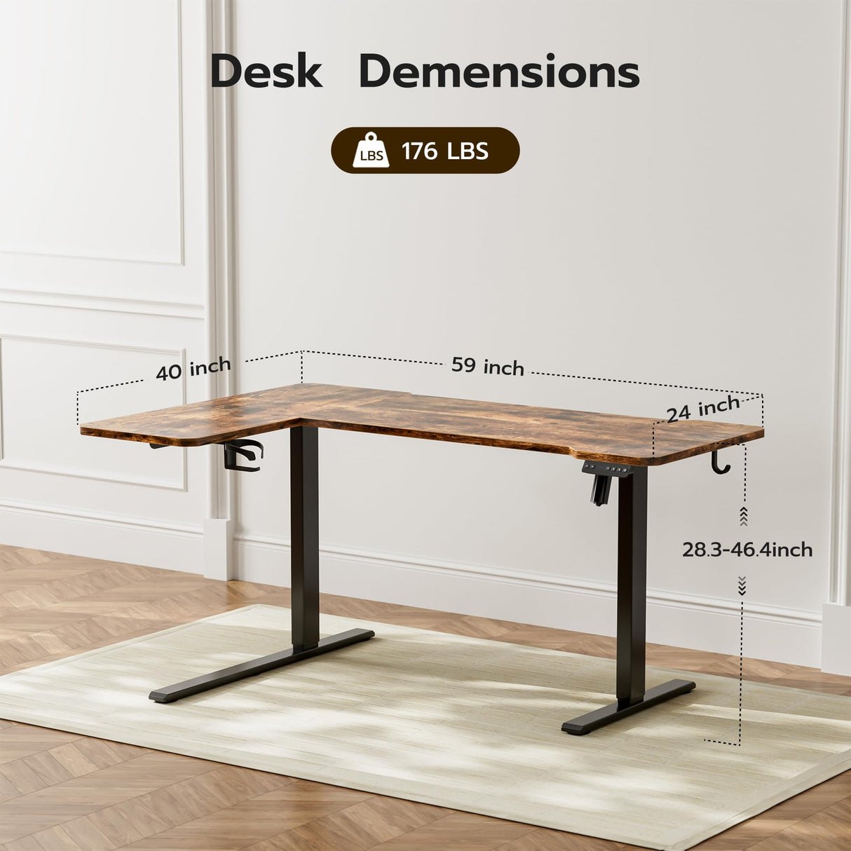 Acrolix 59" Reversiable L-Shaped Electric Standing Desk Adjustable Height Gaming Stand Up Corner Desk Sit Stand Home Office Computer Desk with Splice Acrolix