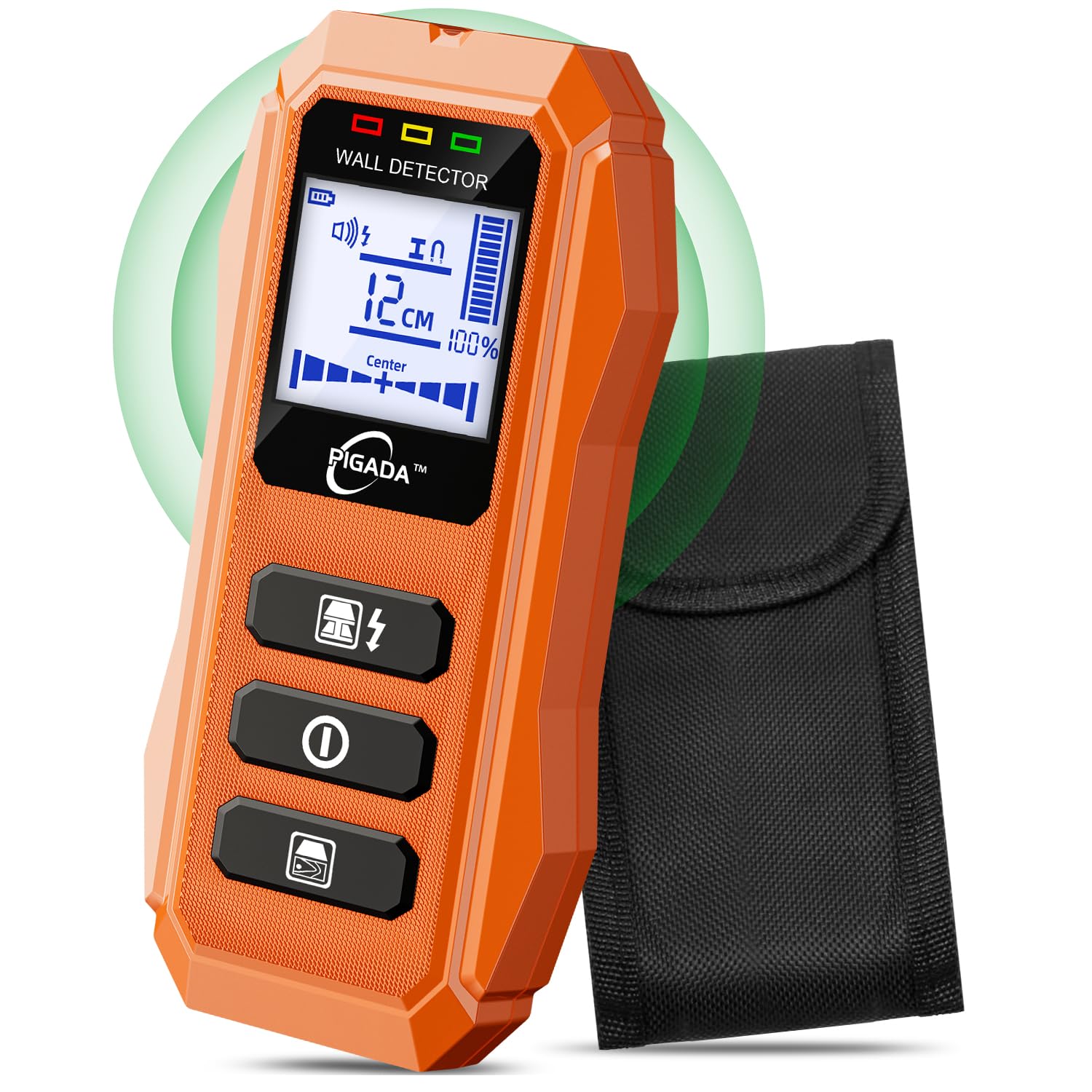 Stud Finder up to 4.7inch Contain Protecting Pouch,Wall Scanner 6 in 1 Beam Finders with Intelligent Microprocessor Chip, Audio Alarm and HD LCD PIGADA