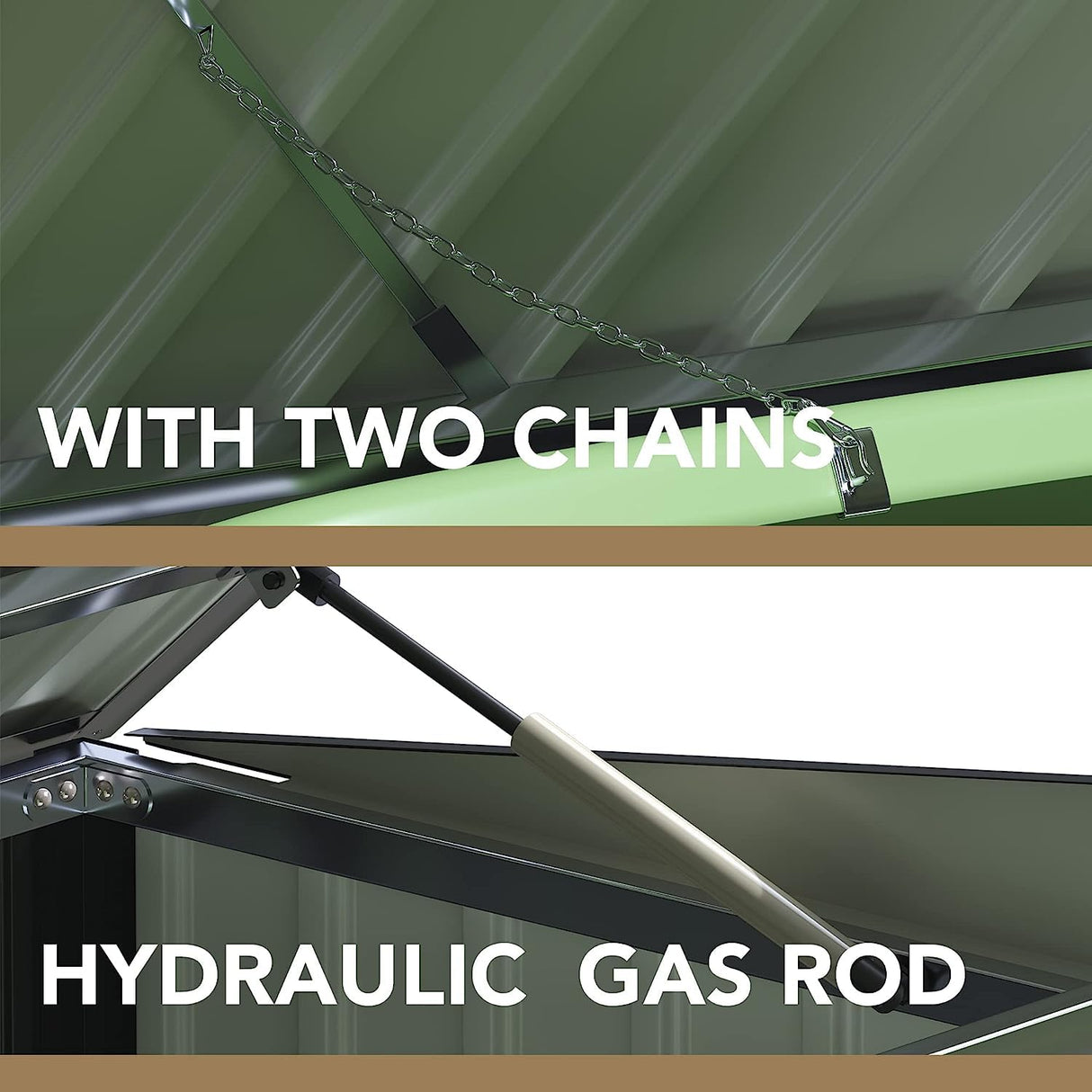 Devoko Outdoor Storage Shed 5.8 x 3.3 FT Metal Trash Shed Waterproof Outside Storage with Lid Chain Hydraulic Gas Rod for Trash Can Toys Weeding Devoko