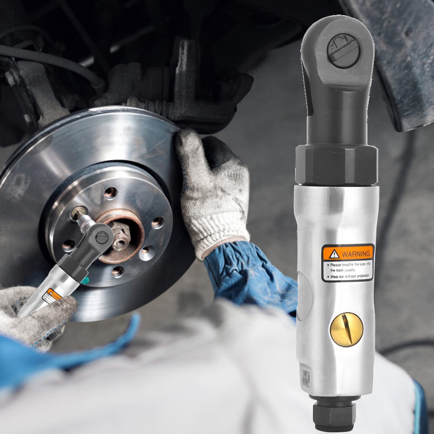 Honio Air Impact Wrench, 250rpm Air Ratchet Wrench 1/4 Inch Professional Mini for Maintenance for Repair(1/4" square head) Honio