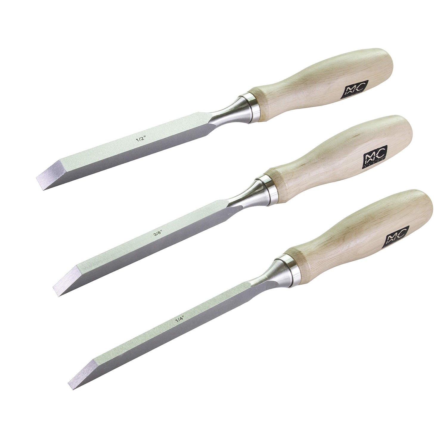 Professional Woodworking Cabinetmakers Mortise Chisel set Chrome-Vanadium Steel with Hornbeam Handles for Carpentry, Woodworking, Carving, Craftsman, MKC