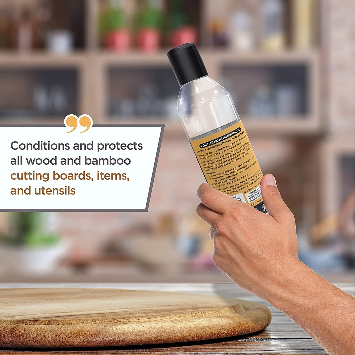 Food Grade Mineral Oil - Cutting Board Oil, Butcher Block Oil to Maintain Wood Cutting Board Conditioner, Protects & Restores Wood, Bamboo, and Teak Bambüsi