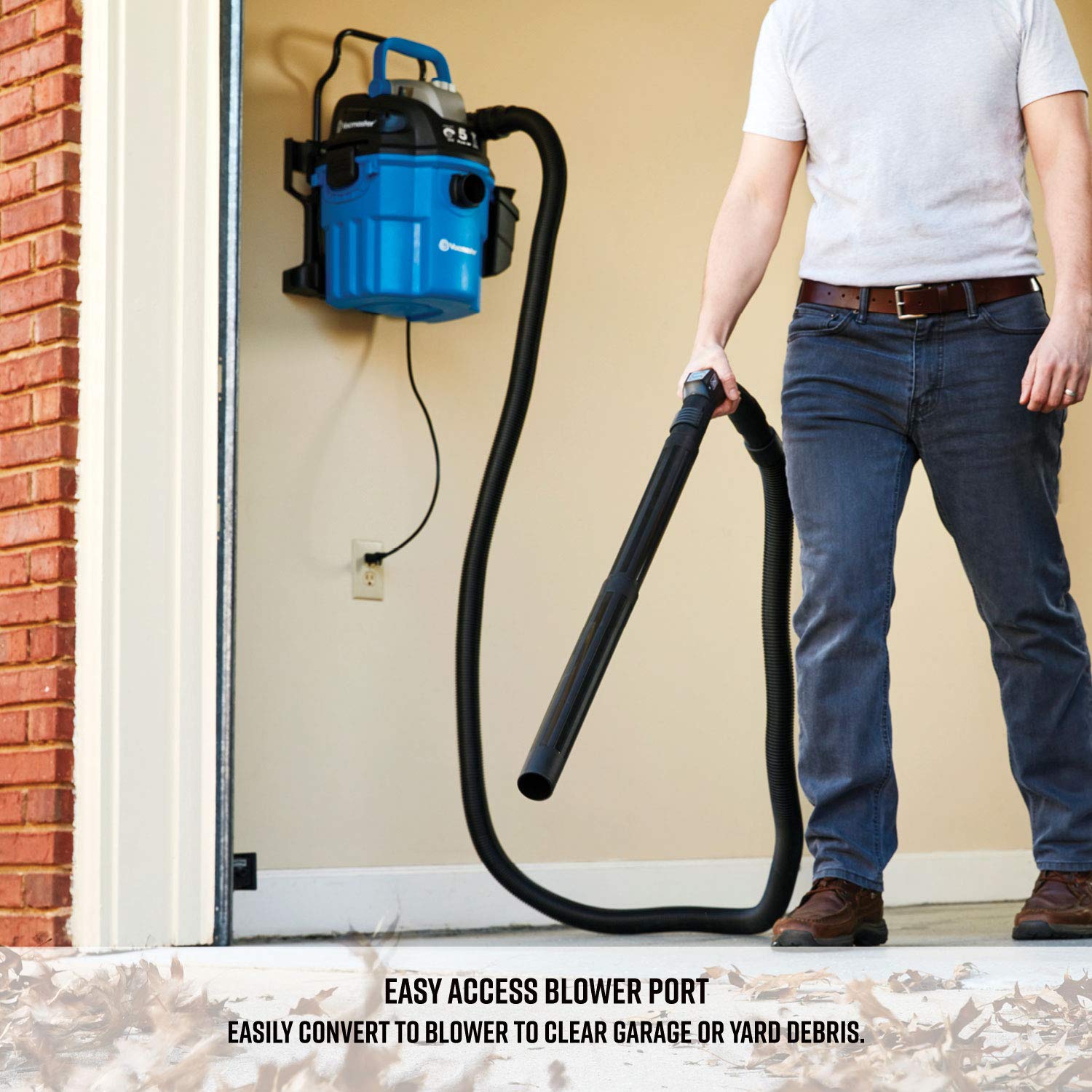 Vacmaster VWM510 5-Gallon 5 Peak HP Remote Control Wall Mount Wet/Dry Shop Vacuum , Blue Vacmaster