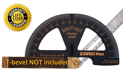 Sawset Miter Saw Protractor SAWSET PRO. Patented No Math Scales. Large Scales are The Key to Accuracy. In Size Matters! In ABS Plastic. - WoodArtSupply