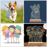 Uoffice5 Custom 3D Photo Lamp Personalized Picture Night Light with Wood Base Customized Portrait Illusion Light Engraved Anniversary Valentine's Day Uoffice5