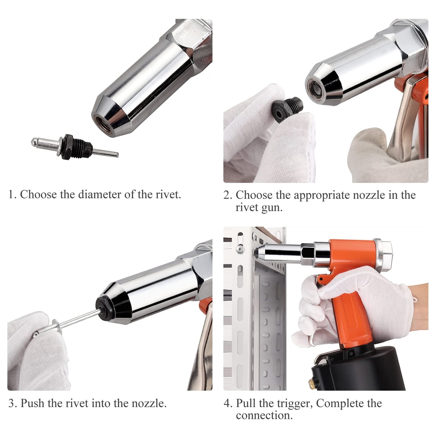 AUTTGINN Pop Pneumatic Rivet Nut Gun Hydraulic Air Double Power Pop Riveter Tool Rivet Gun Hand Tool Set Pneumatic Tool with 500 PCS Rivets 3/32",