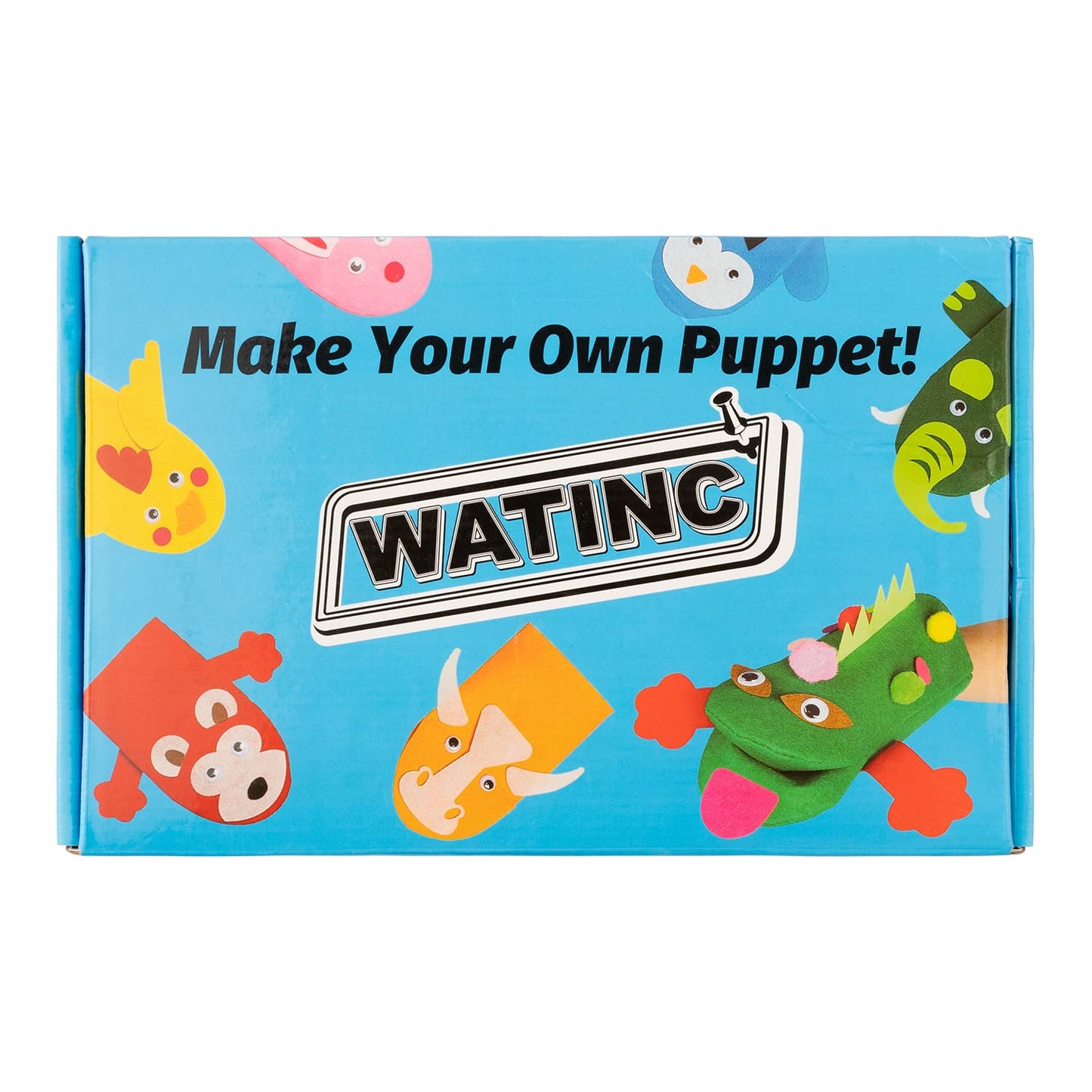 WATINC 6Pcs Hand Puppet Making Kit for Kids Art Craft Felt Sock Puppet Toys Creative DIY Make Your Own Puppets Pompoms Wiggle Googly Eyes