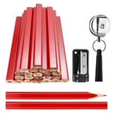 Rcybeo Carpenter Pencils 24pcs Construction Pencil 7 Inches Flat Black Carpenter Pencil with Pencil Sharpener Retractable Carpenter Pencil Holders Rcybeo