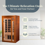 Dynamic Barcelona 1 to 2 Person Hemlock Wood Low EMF FAR Infrared Sauna For Home with LED Control Panel and Tempered Glass Door - Curbside Delivery DYNAMIC SAUNAS