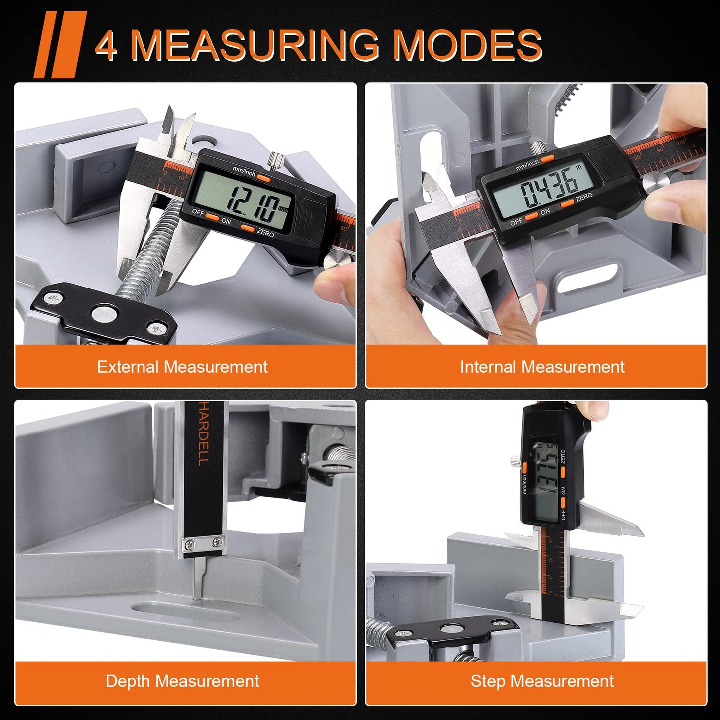 HARDELL Digital Caliper 6 Inch with Large LCD Screen，Calipers Measuring Tool with Auto-Off Feature, Inch/Millimeter Conversion, Electronic Vernier - WoodArtSupply