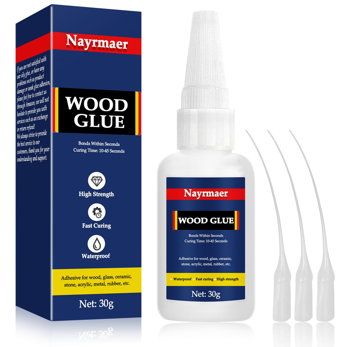 Wood Glue, 30g Super Glue for Wood, CA Glue for Wood Working, Fast Drying Wood Glue for Wood, Furniture, Balsa and Crafts (WGN1-30g) Nayrmaer