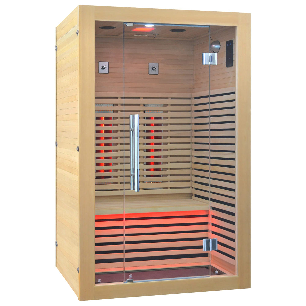 Infrared Sauna Room Wooden Canadian Hemlock Low EMF 2-3 Person 2080W Full Spectrum Sauna Room, Personal Home Spa Carbon Heater Sauna, WoodArtSupply