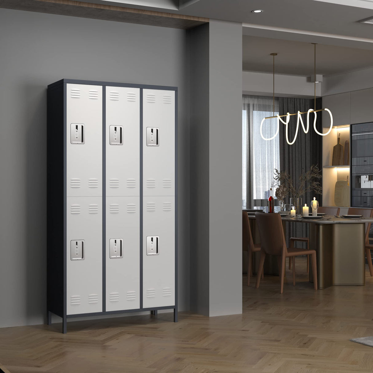 Aobabo Metal Storage Locker for Office Gym Bedroom Dormitory,6 Doors Steel Storage Locker Cabinet for Employees,Industrial Storage Locker with 1 Aobabo