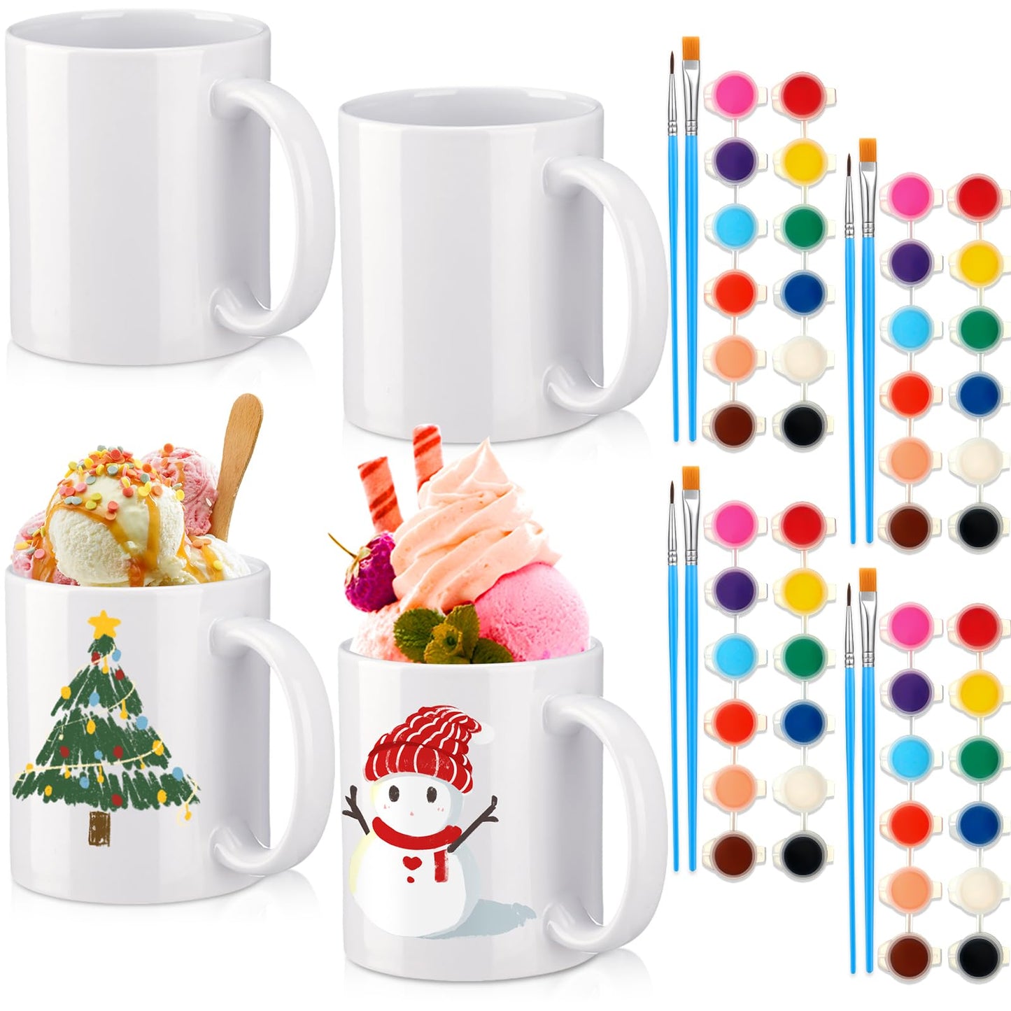 Mifoci 16 Pcs Make Your Own Mug Paint Ceramic DIY Mug Kit Personalized  Coffee Mugs Washable Include 4 Mugs 4 Sets Paints 8 Brushes for Christmas  Fun