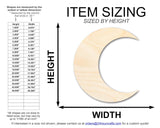 Unfinished Wood Crescent Moon Shape | DIY Celestial Night Sky Craft Cutout | Up to 36" 14" / 1/2" 24 Hour Crafts