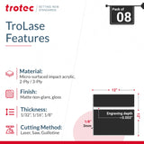 Trotec TroLase | 12"x12"x1/8", 8 Pcs | Black/White | 2 Ply | Modified Acrylic | Laser Engraving Double Color Plastic Sheet | Engraving Blanks for TROTEC