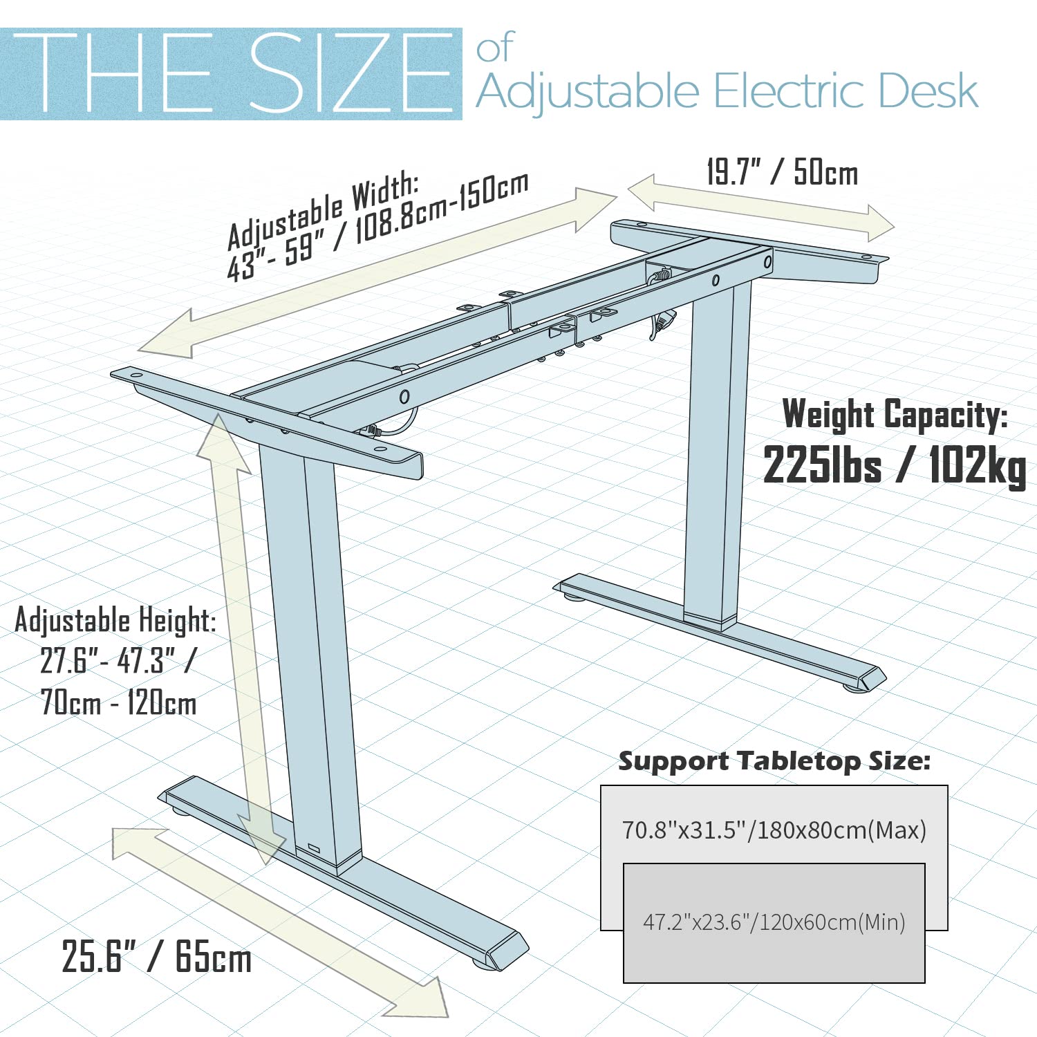 TOPSKY Dual Motor Electric Adjustable Standing Computer Desk for Home and Office (Black Frame only) - WoodArtSupply