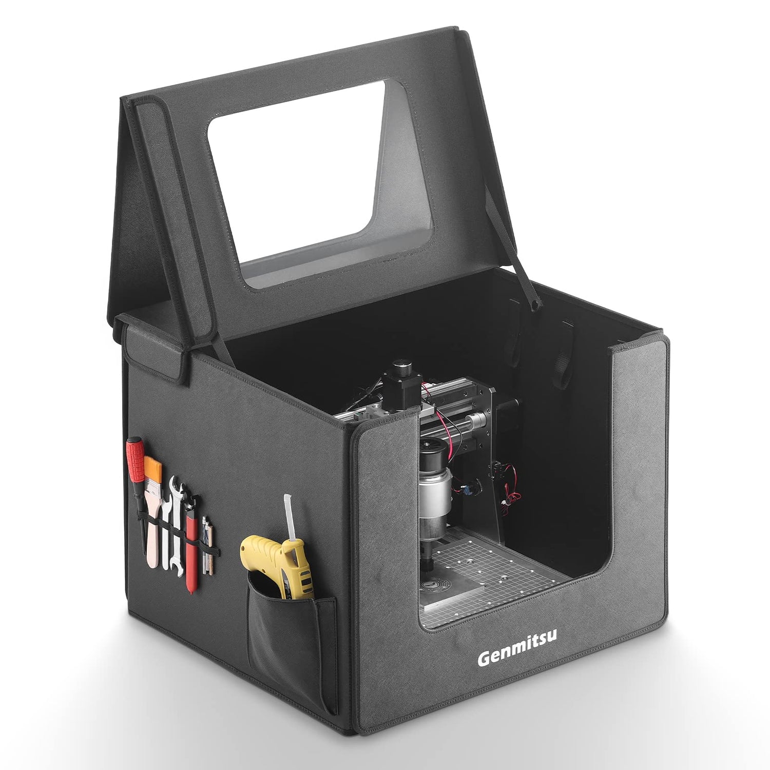 Genmitsu KABA Fold CNC Enclosure for CNC Router Machine- Noise Reduction, Dustproof, Foldable, with Side Toolbar, Compatible with Genmitsu 3020-PRO Genmitsu