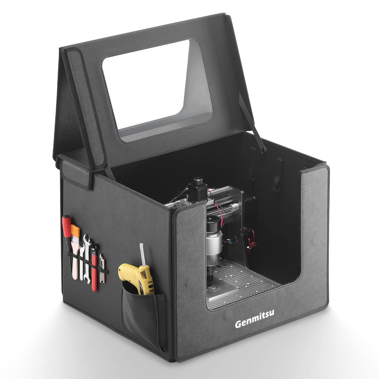 Genmitsu KABA Fold CNC Enclosure for CNC Router Machine- Noise Reduction, Dustproof, Foldable, with Side Toolbar, Compatible with Genmitsu 3020-PRO Genmitsu