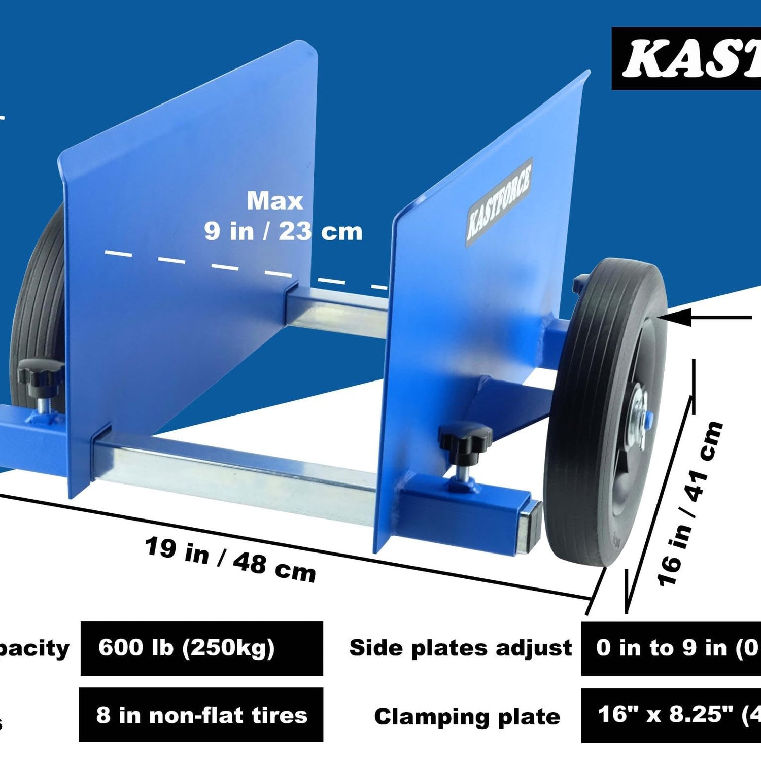 KASTFORCE Panel Dolly, 600 Lbs Capacity, Drywall Mover with 8" Non-Flat Wheels, Adjustable Clamp Panel Cart, Wood Mover, Fence Mover, Door Dolly KASTFORCE