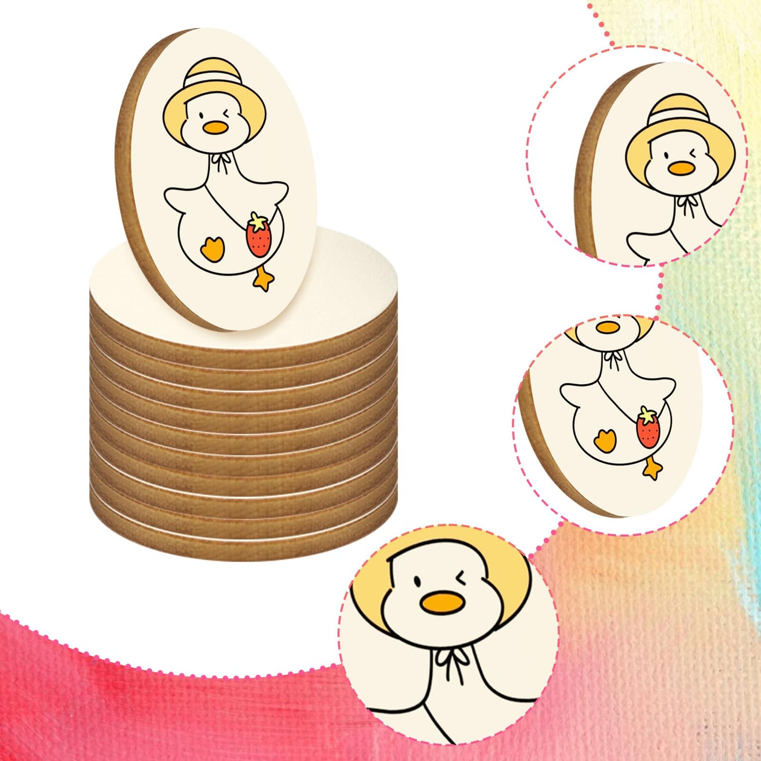 Jyongmer 200 Pieces Round Wood Circles for Crafts - 1 inch Wood Round Disc Unfinished Wood Circles Blank Natural Wooden Cutout Ornaments for Jyongmer