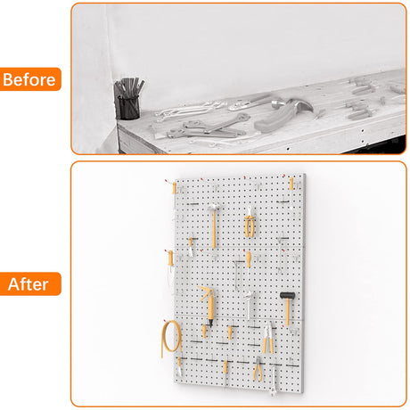 TORACK 3Pcs Metal Pegboard Panels for Wall Garage Utility Tools Pegboard Storage System for Workbench, Shop, Shed Modular Peg Board Organizer Board TORACK