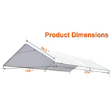 Thanaddo 10 x 20 Ft Carport Replacement Canopy Cover Garage Top Tent Shelter Tarp with Free 44 Ball Bungee Cords,White(Only Cover, Frame Not Include) Thanaddo