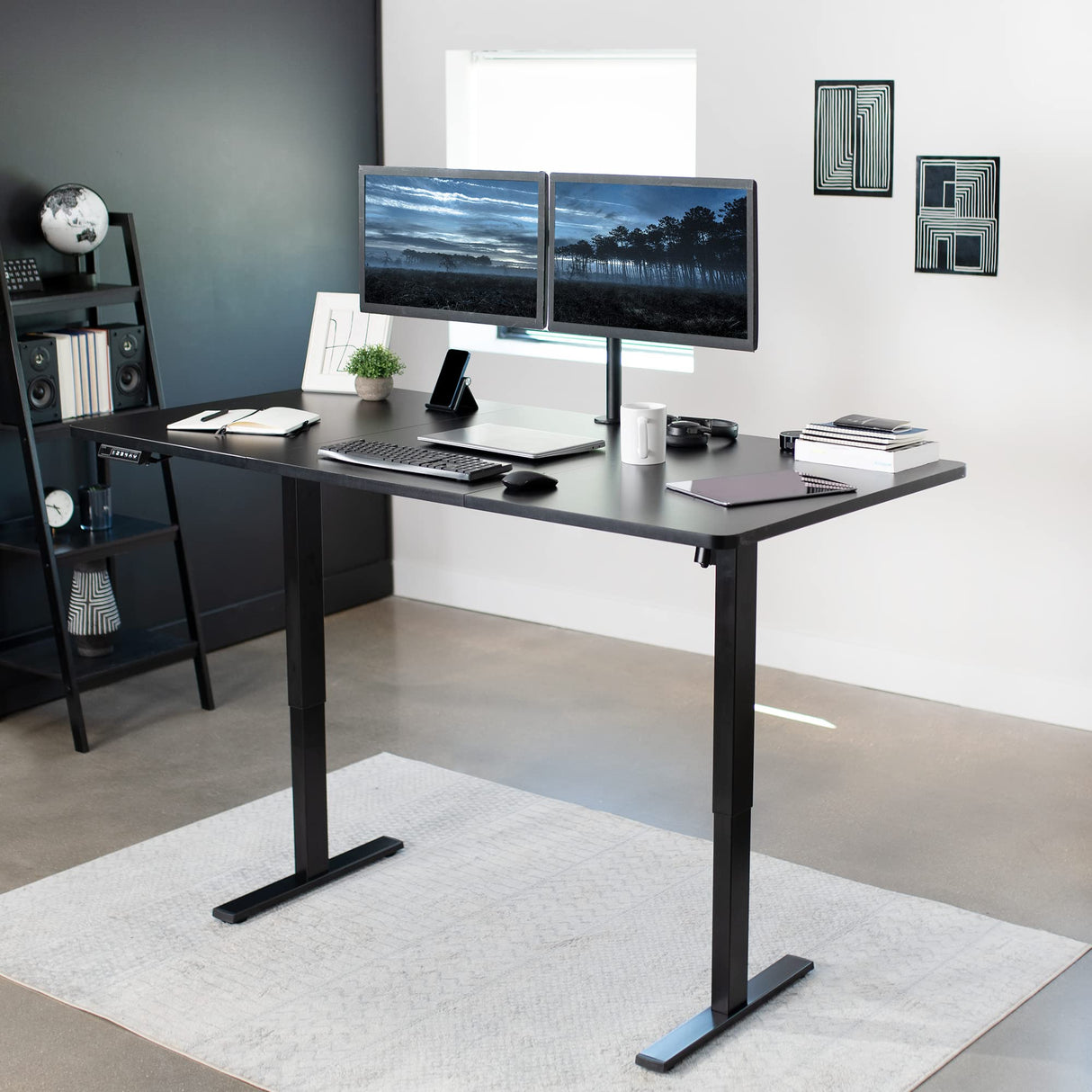 VIVO Electric Height Adjustable 71 x 30 inch Memory Stand Up Desk, Black Table Top, Black Frame, Standing Workstation with Preset Controller, 1B VIVO