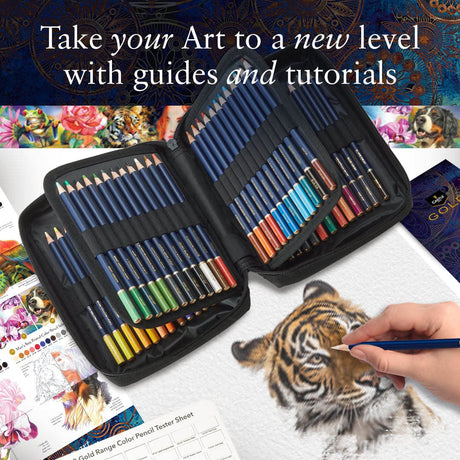 Castle Art Supplies Gold Standard 72 Coloring Pencils Set with Extras | Quality Oil-based Colored Cores Stay Sharper, Tougher Against Breakage | For Castle Art Supplies