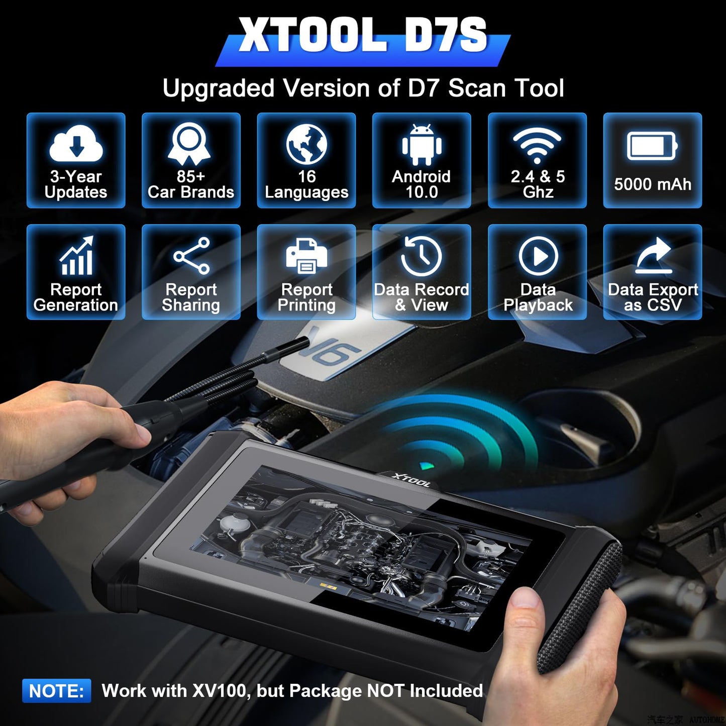 XTOOL D7S Automotive Diagnostic Tool with 3-Year Updates, 2024 Newest, DoIP & CAN FD, ECU Coding, 36+ Services, Bidirectional Scanner for car, Key - WoodArtSupply