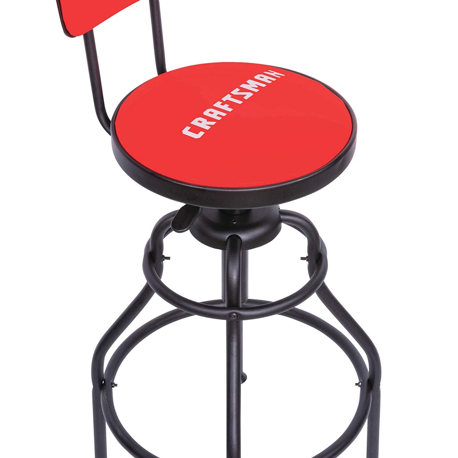 Craftsman Adjustable Height Work Shop Stool, 29 to 34-inches Tall, Rip-Resistant Padded Vinyl Seat, 300-lb Capacity, 360-degree Footrest, Non-Marring Craftsman