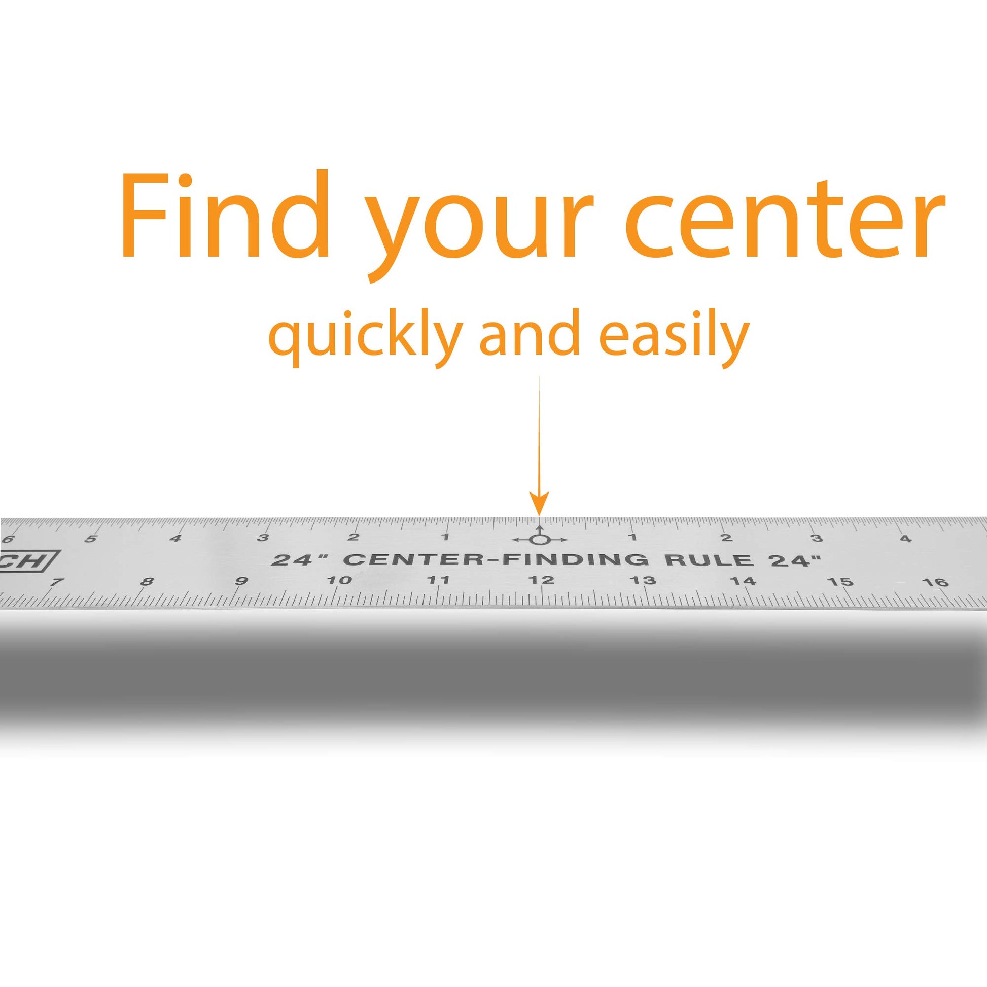 Stainless Steel Center Finding Ruler. Ideal for Woodworking, Metal Work, Construction and Around The Home (24" Ruler) - WoodArtSupply