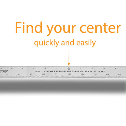 Stainless Steel Center Finding Ruler. Ideal for Woodworking, Metal Work, Construction and Around The Home (24" Ruler) - WoodArtSupply