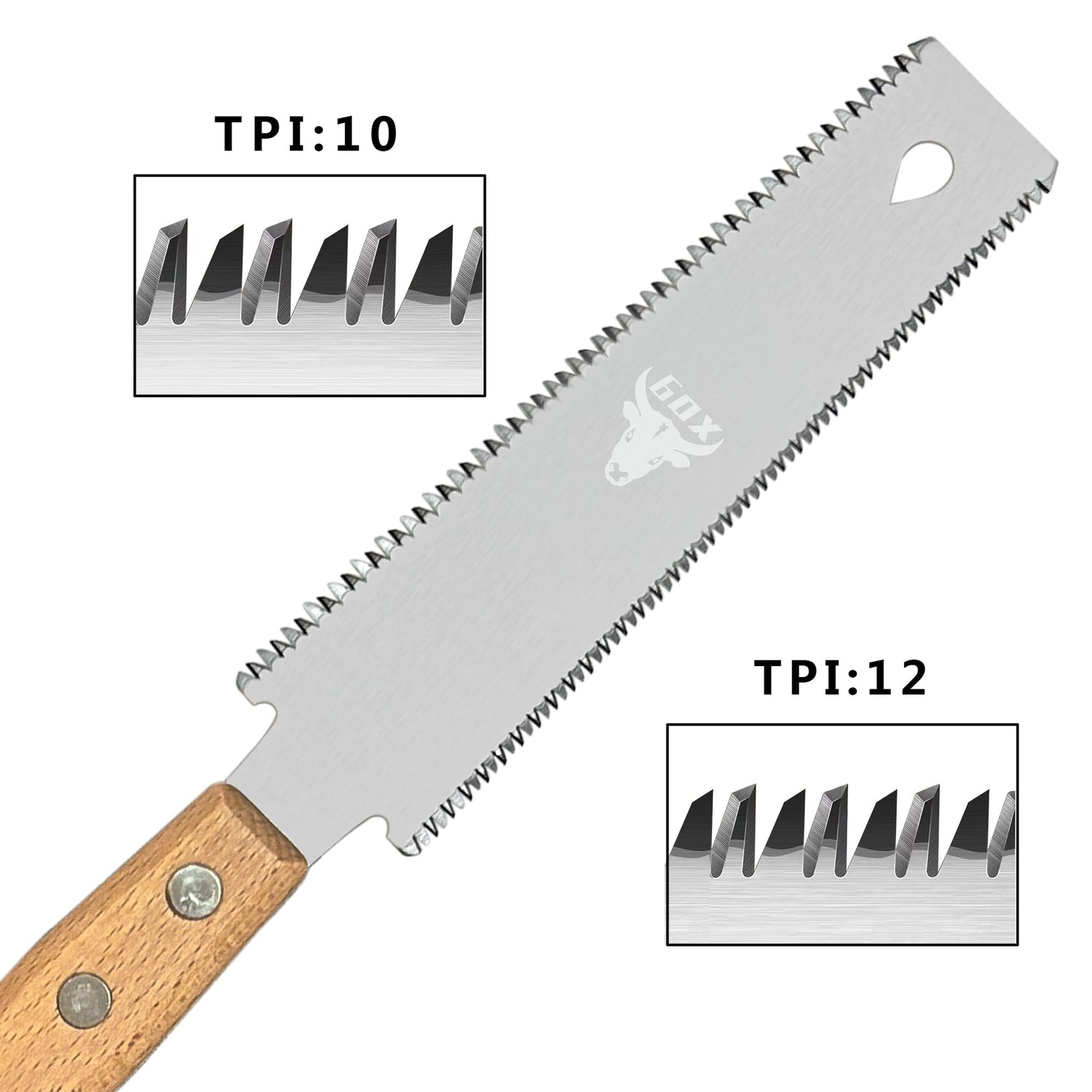 6OX Japanese Hand Saw 6 Inch, Double Edge Sided SK5 Flexible Small Pull Saw with Beech Handle for Woodworking 1 Pack 6OX