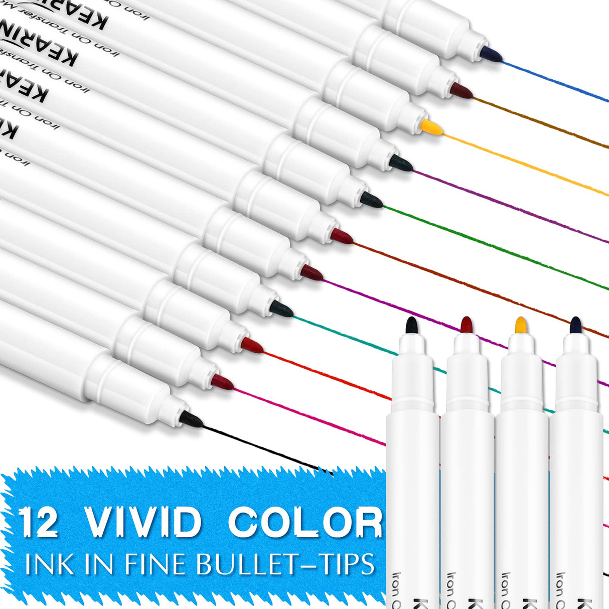 12 Pcs Iron on Transfer Markers Sublimation Markers Embroidery Transfer Pen Heat Transfer Fabric Marker Fade Resistant Infusible Ink Pen for T-Shirts Crtiin