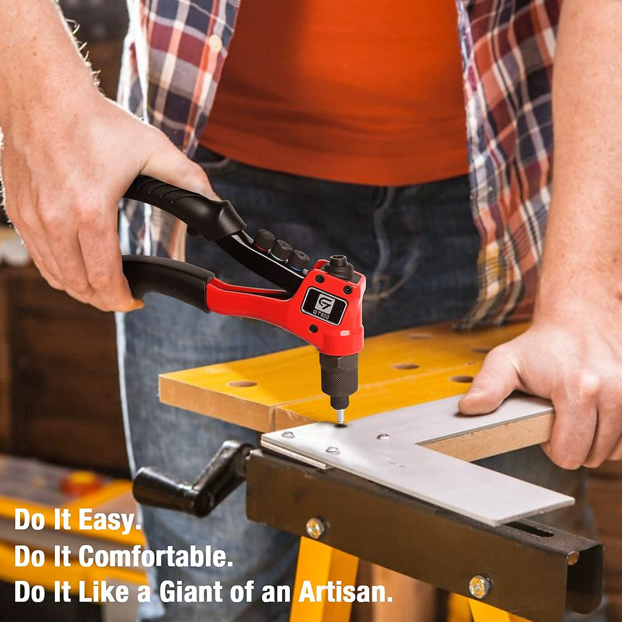 Rivet Gun, GIANTISAN Pop Rivet Tool Kit with 200 Rivets and 4 Drill Bits, Manual Hand Riveter Kit with Rugged Carrying Case G GIANTISAN