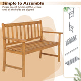 Tangkula Natural Acacia Wood 2-Person Garden Bench with Backrest and Armrests Tangkula